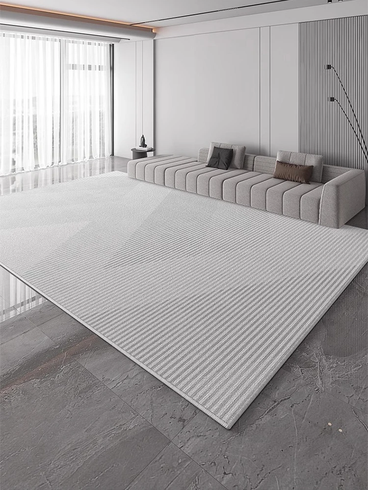 Light Grey Carpet Luxurious Geometric Stripes Living Room Carpets Large Size Decorative Rugs Comfortable Easy Clean Bedroom Rug 4
