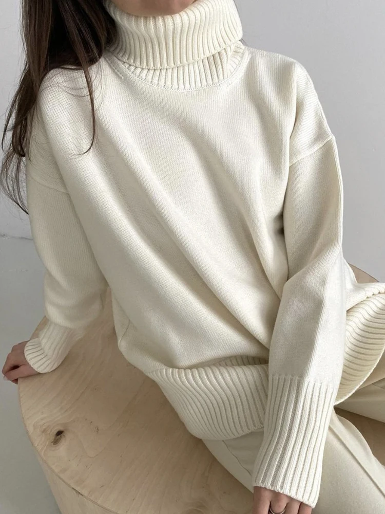 

Wixra Autumn Turtleneck OL Jumper Warm Classic Kintted Casual Women Sweater 2022 Winter Clothing