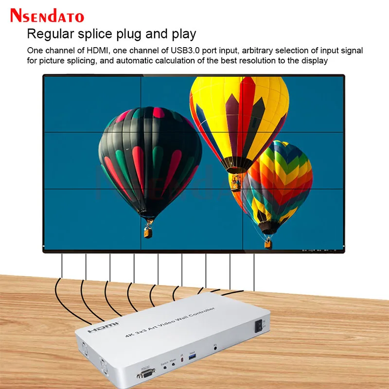 HDMI Art TV Video Wall Controller Processor 3X3 4K Multi-screen Display HDMI Video Art Stitching Wall splicer Splicing For PC TV