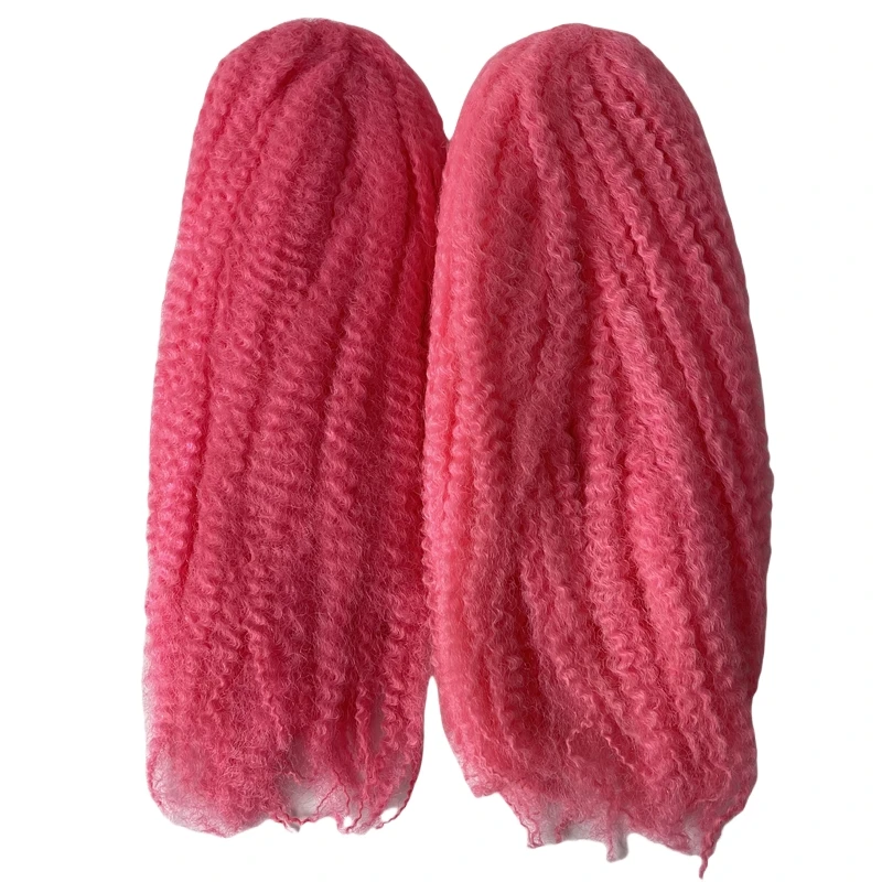 6 Packs Synthetic Bulk Hair Replacement Pink Color Mary Braids Hair Extensions Root Afro 6mm Wave for Black Men