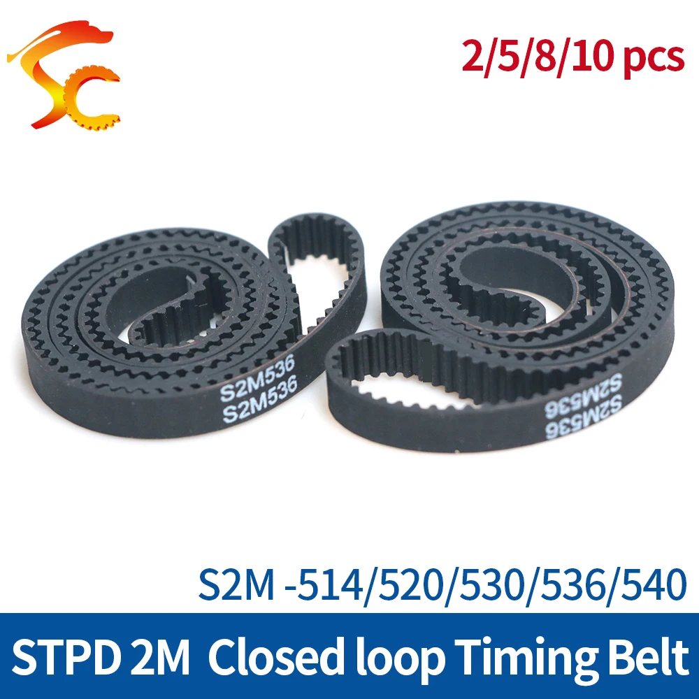 

S2M Timing Belt 6/9/10/15mm Width 514/520/530/536/540mm Closed Loop Synchronous Rubber Belts