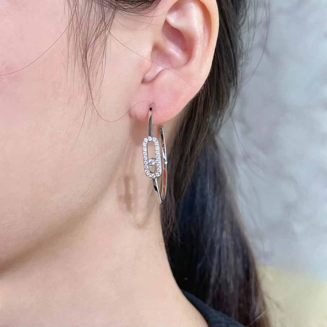 

925 Sterling Silver Material Micro Inlay Process High Quality Zircon Lace Design Women's Stud Earrings Most Popular Move Series