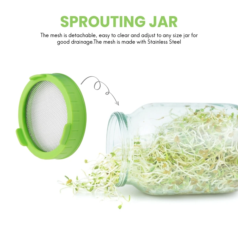 4 Pack Sprouting Lids Plastic Sprout Lids Stainless Steel Screen Wide Mouth Mason Jars Sprouter Sprout Maker