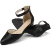 Comfortable Low Wedge Shoes: Women's Ankle Strap Flats with Pointed Toe and Back Zipper – Ideal for Work, Office, and Dressy Eve 2