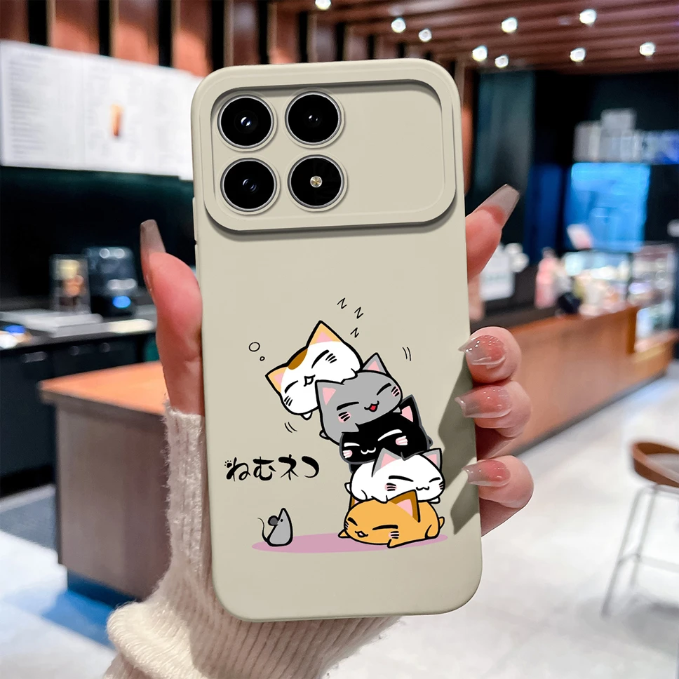 Cute Cat Soft Liquid Silicone Phone Case - Anti-Slip & Lightweight Protective Shell