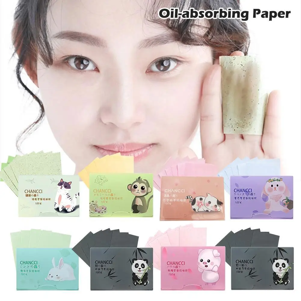100 Portable Facial Oil Suction Paper for Deep Oil Control Dry Skin Remove Shine Female Facial Cosmetics