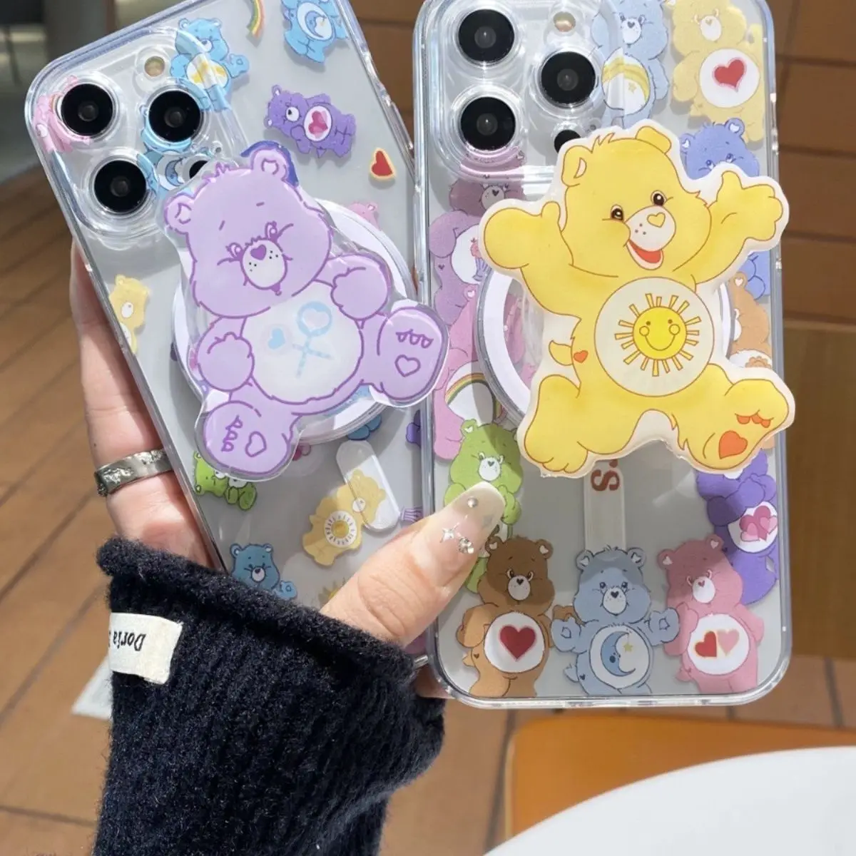 

Милый чехол для телефона Apple с изображением мишки Miniso Care из аниме каваи, подходит для Apple 15 Iphone, защитный чехол для мобильного телефона с магнитным кронштейном
