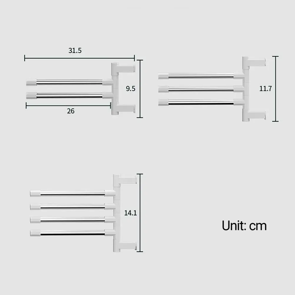 Stainless Steel Towel Holder 180 Degree Rotation Bathroom Towel Rail Punch-Free Space Saving Rack Home Storage For Home