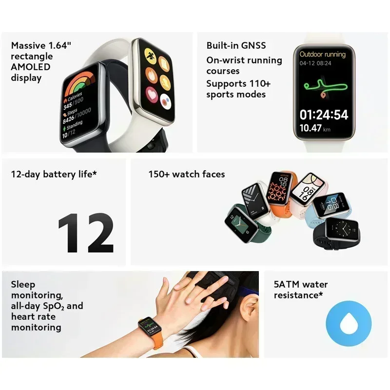 Global Version Xiaomi Mi Band 7 Pro Smart Bracelet 1.64″ AMOLED 2.5D Curved Screen GPS Blood Oxygen Waterproof 12Day Battery