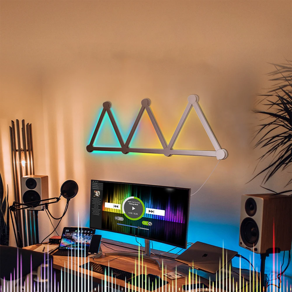 USB 스마트 스플라이싱 RGB LED 야간 조명, DIY 실내 벽 장식, 분위기 벽 램프, 크리에이티브 사운드 픽업 LED 양자 조명, 5V