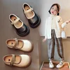 Girls PU Leather Shoes Princess Spring Black Soft-soled Children Kids Loafer Size 21-36 Footwear 1