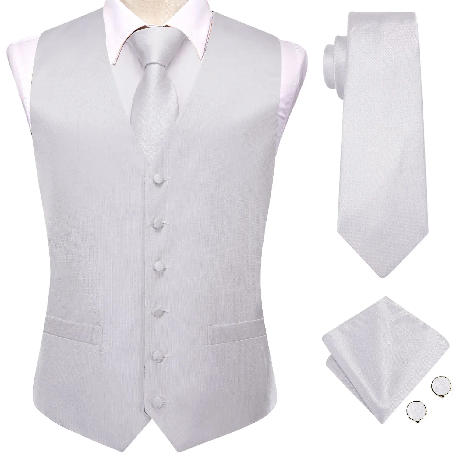 Elegant Sage Green Men's Floral Suit Vest Set – 4-Piece Ensemble with Woven Blue Accents