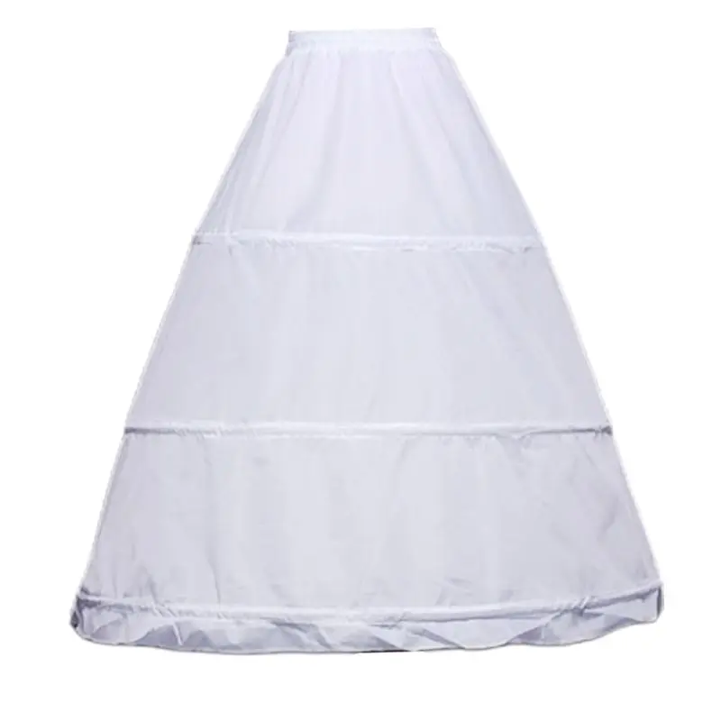 Women 3 Hoops A-Line Petticoat Adjustable Drawstring Waist Wedding Bridal Dress Crinoline Single Layer Ball Gown Underskirt