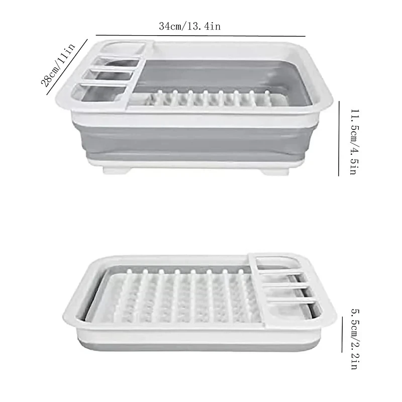 New Kitchen Foldable Dish Rack Storage Water Leakage Tableware Bowl Dinnerware Drain Bowl Tray Home Drying Rack Washable Plastic 5