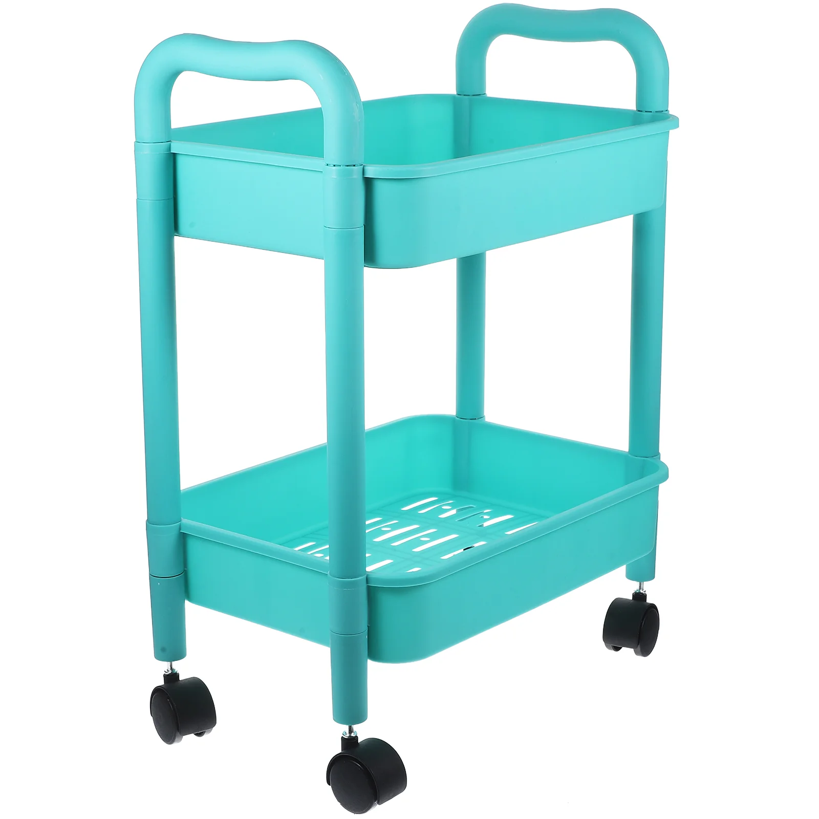 

Rolling Utility Cart Double-layer Trolley Movable Cart Organizer for Home Dorm