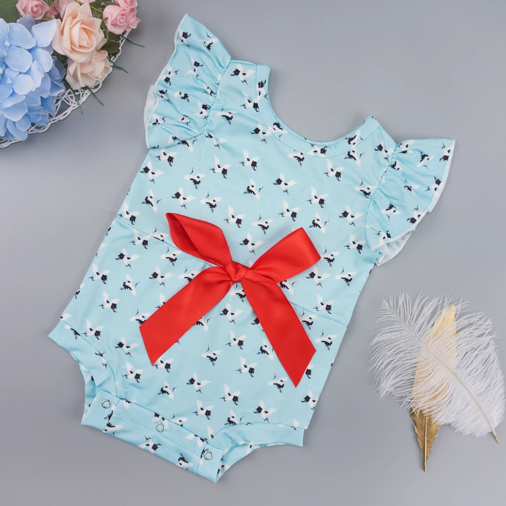 

Newborn Round Neck Triangle Sleeveless Long Pants Crawling Suit Printed Jumpsuit 0-2Y