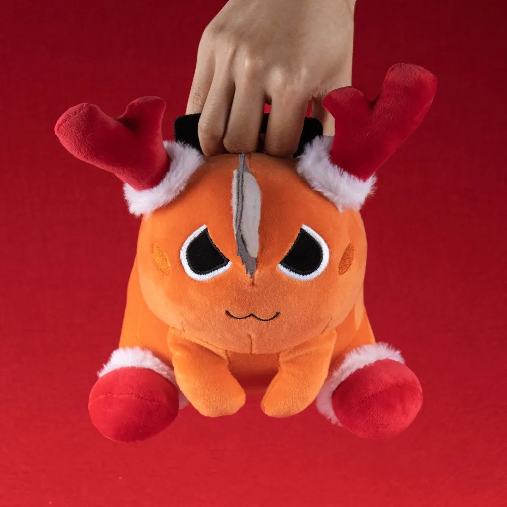 

New Pochita Chrismas Cosplay Plush Chainsaw Man Cute Santa Claus Red Horn Soft Gifts