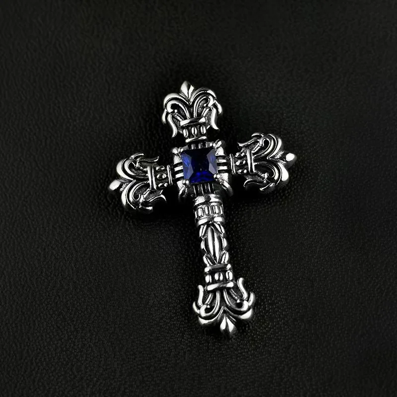 

Trendy Men Women S925 Sterling Silver Flame Cross Necklaces Pendant for Male Female Wedding Birthday Party Jewelry Accessories