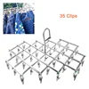 16/35 Clips Stainless Steel Laundry Rack Foldable Sock Clothes Airer Folding Hanger Drying Hanger Clothes Underwear Socks Holder 1