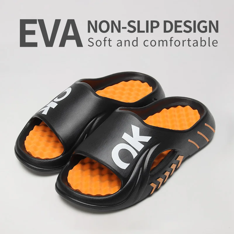 EVA outdoor trendy slippers with thick sole and anti slip, suitable for both men and women's beach slippers at home in summer