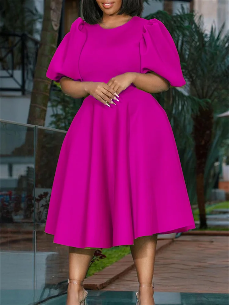 Wmstar Party Dresses for Women Sexy Puff Sleeve Solid Maxi Dress Big Hem Club Outfits New In Summer Wholesale Dropshipping S-3XL