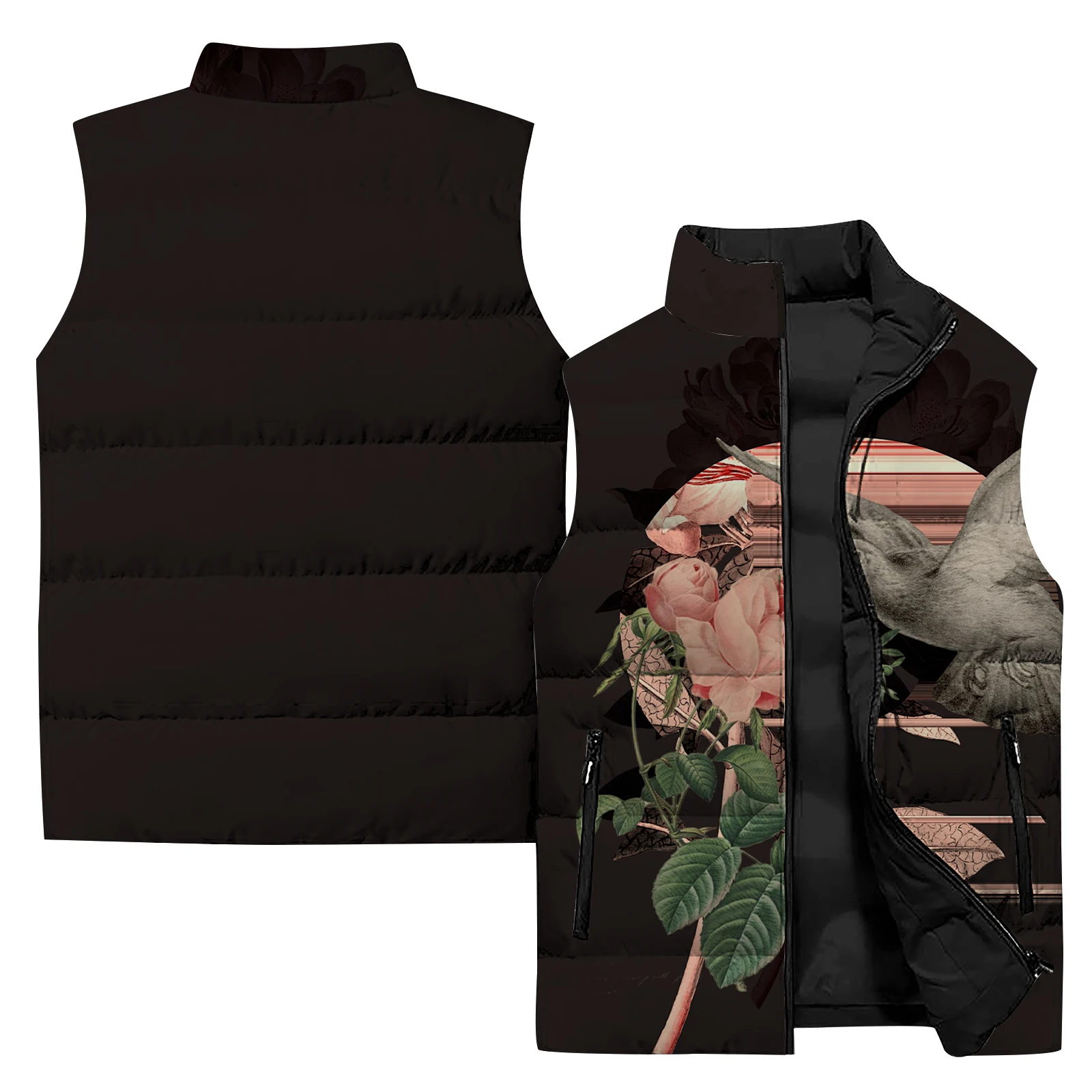 thumbnail image 1 of 2024 invierno hombres abrigos casuales chaleco fénix y pájaro estampado de moda chaleco chaquetas hombre ropa hombre, 1 of 4