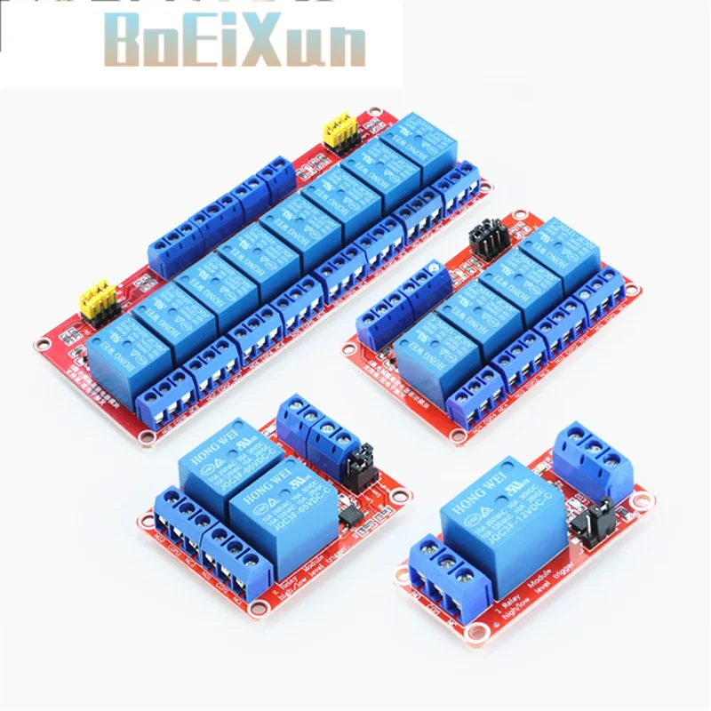 

2PCS Relaymodule 1 2 4 8 Channel 5V 12V RelayModule Board Shield with Optocoupler Support High and Low Level Trigger for Arduino