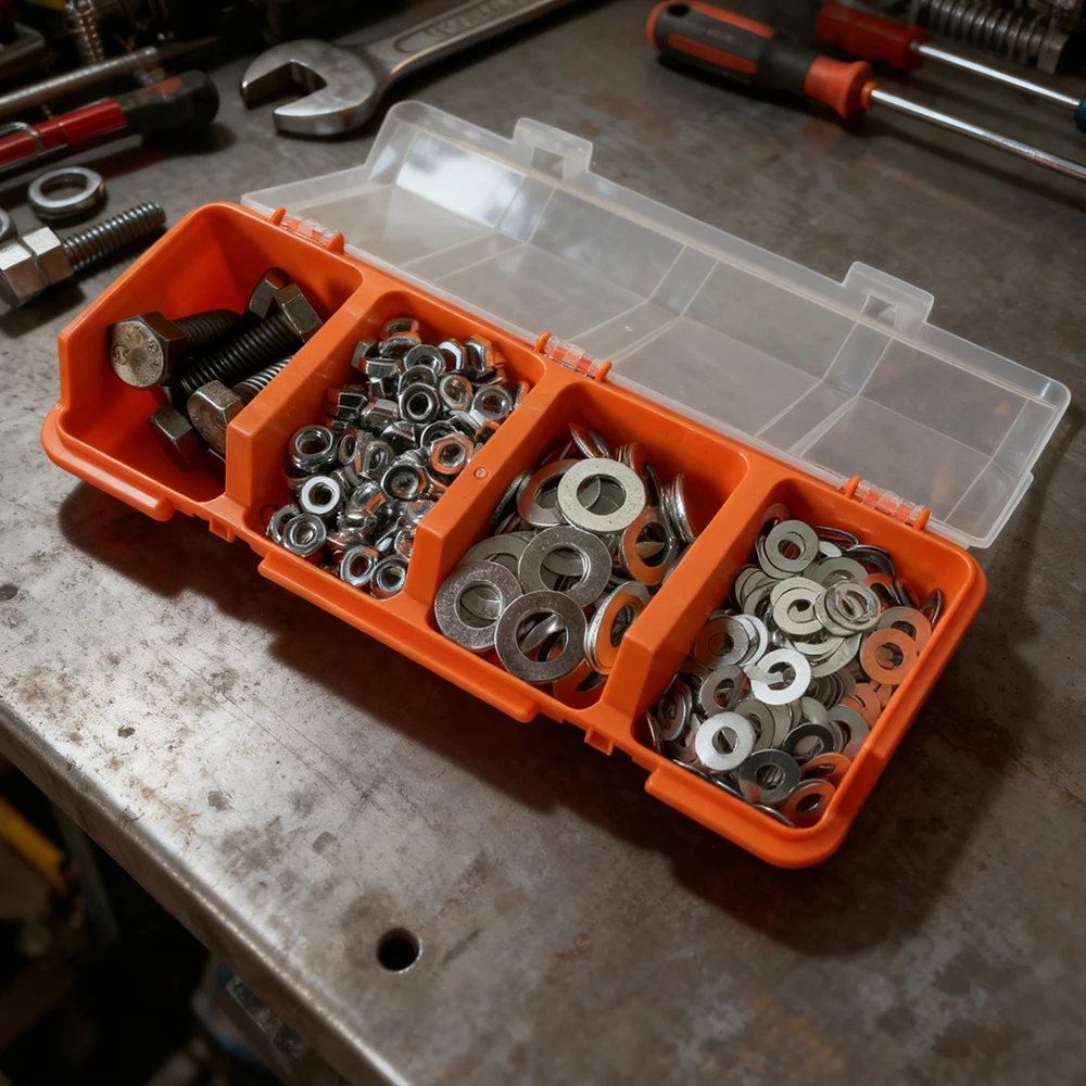 1 Stück/2 Stück Organizer-Box mit mehreren Fächern für Schrauben und Kleinteile – langlebiger Kunststoff-Hardware- und Schmuckaufbewahrungskoffer – Detail 8