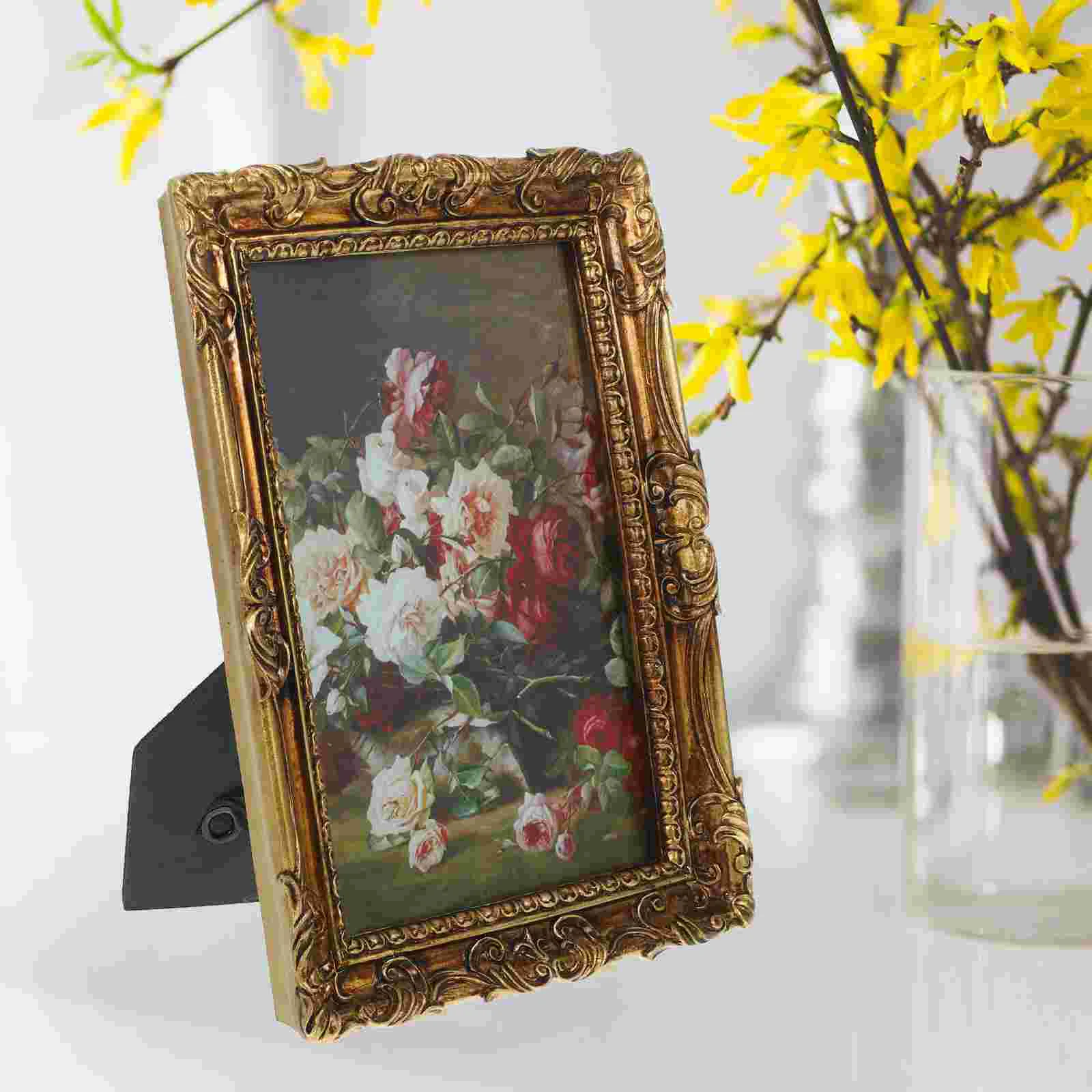 

European Retro Resin Photo Frame Small Picture Table Decor Desk Vintage Hanging Display Child Frames