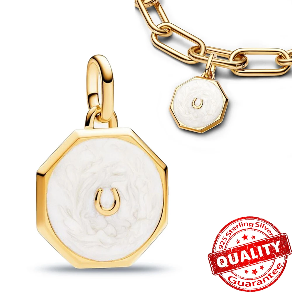 

Original14K Gold Lucky Horseshoe Medallion Mini Dangle Charm Fit Brand ME Bracelet 925 Sterling Silver Me Series Pendant
