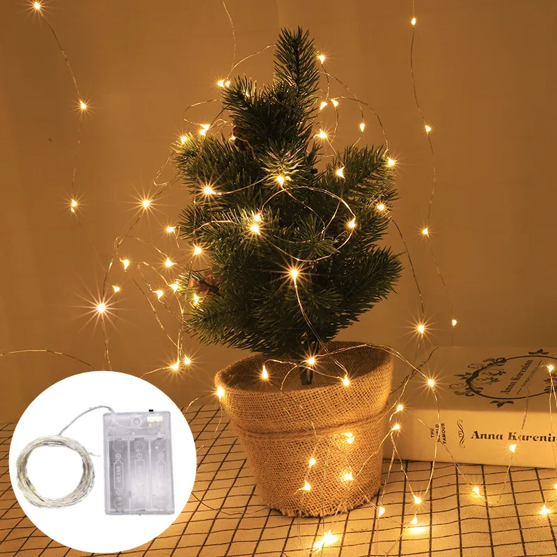 

Outdoor Christmas Yard Garden LED String Lamp Copper Wire Lamp Wedding Party Decoration Garland Decor Battery Box Fairy Lamp