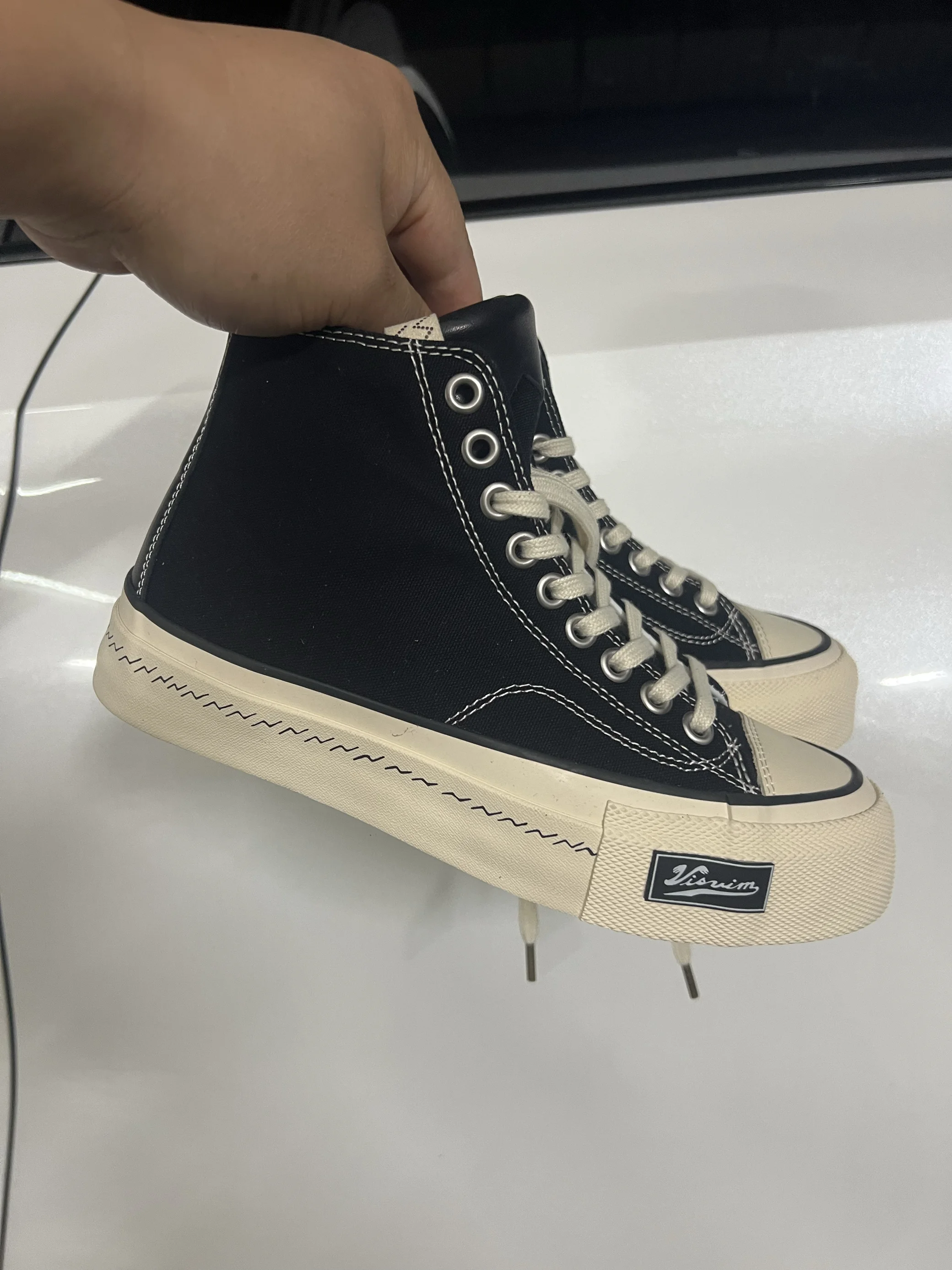 Visvim Skagway 새로운 커플 가황 보드 슈즈 코르크 얇은 밑창 하이탑 에스파드리유