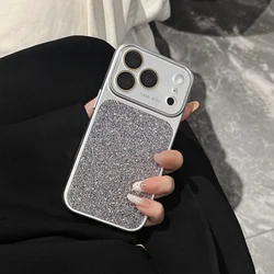 Glamorous Glitter Bling Shockproof Phone Case with Crystal Lens Protection - iPhone 15 (Black)