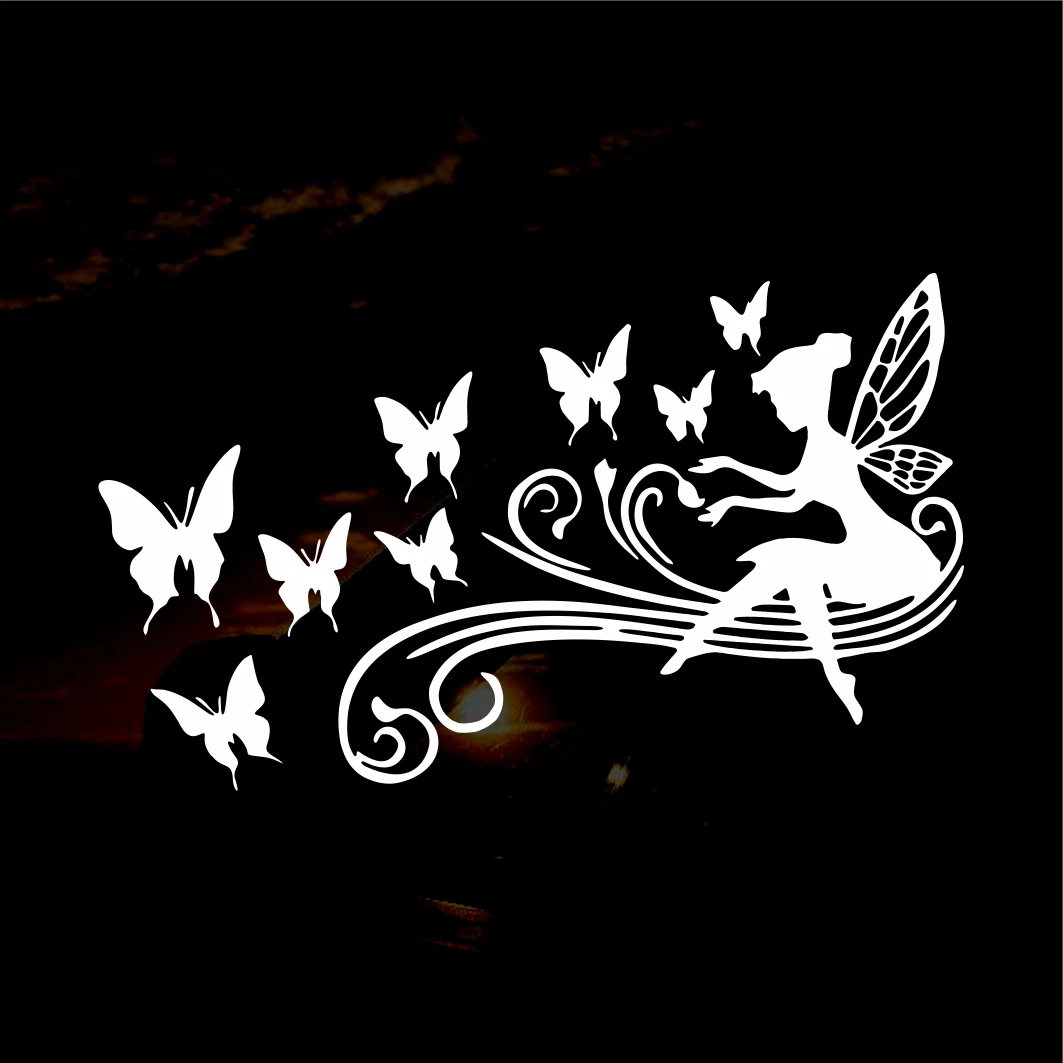

Funny Fairy Butterfly Flower Car Sticker Automobiles Motorcycles Exterior Accessories Vinyl Decals for Toyota Honda Lada Vw Bmw