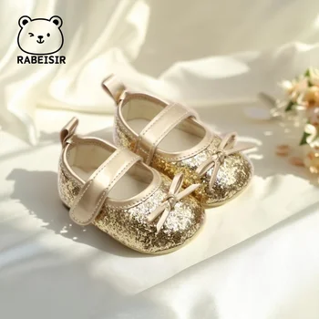 Scarpe da bambino per bambini, scarpe pre-passo stile principessa con paillettes, leggere e antiscivolo, adatte per l'uso quotidiano e l'uso da festa, primavera e autunno 1