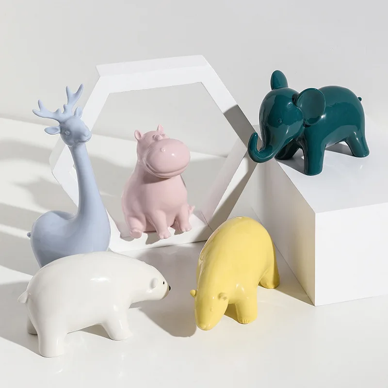 

Modern Simple Ceramic Animal Ornaments Manufacturers Wholesale Creative Home Children's Room Desktop Decoration Gift Crafts