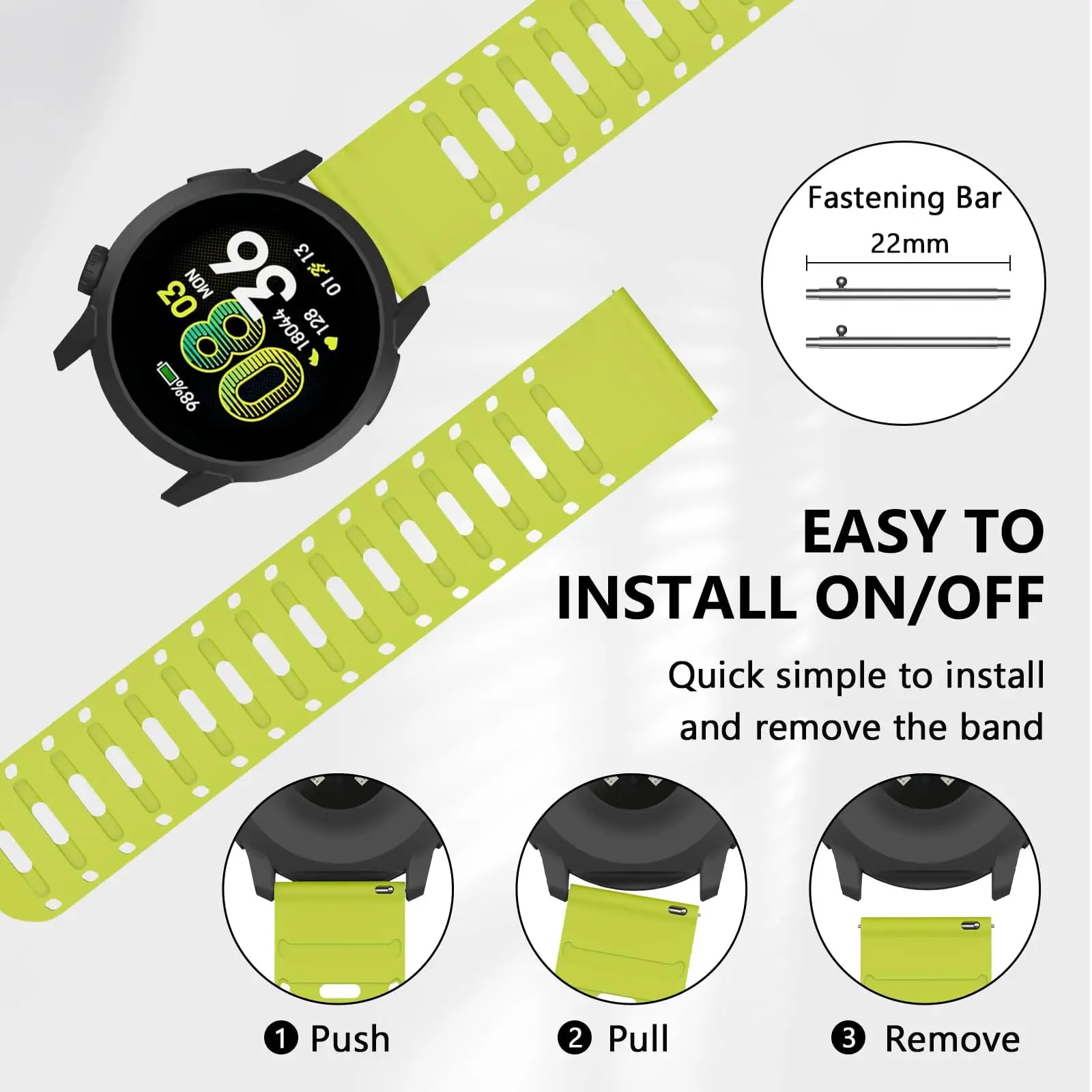 Premium 22mm Silicone Magnetic Watch Strap - Versatile Design
