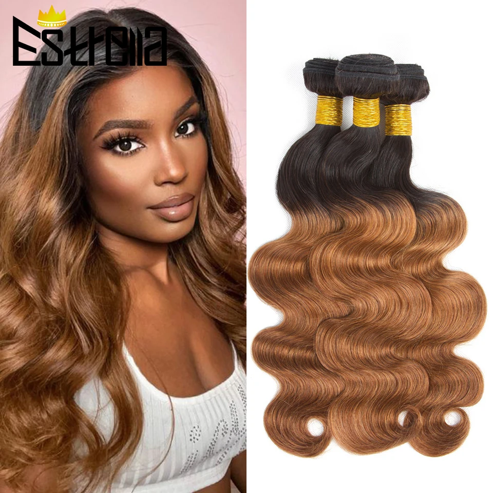 

Body Wave Colored Hair Bundle Brazilian Hair Weaving Bundles For Women Ombre Light Brown Human Hair Bundle Remy Hair Extensions