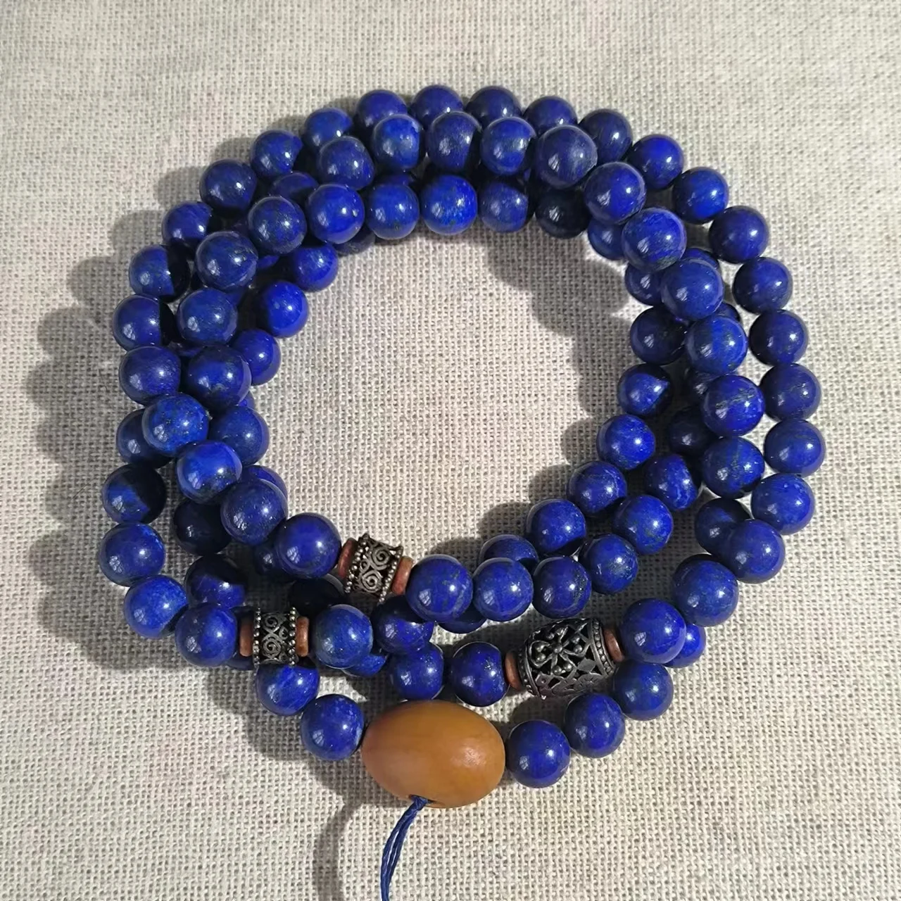 1 Pz/Lotto Lapislazzuli 108 Perline Bracciale Multi-Cerchio Collezione Folk Tibetana Old Silver Olive Core Beads Blue Charming Taki