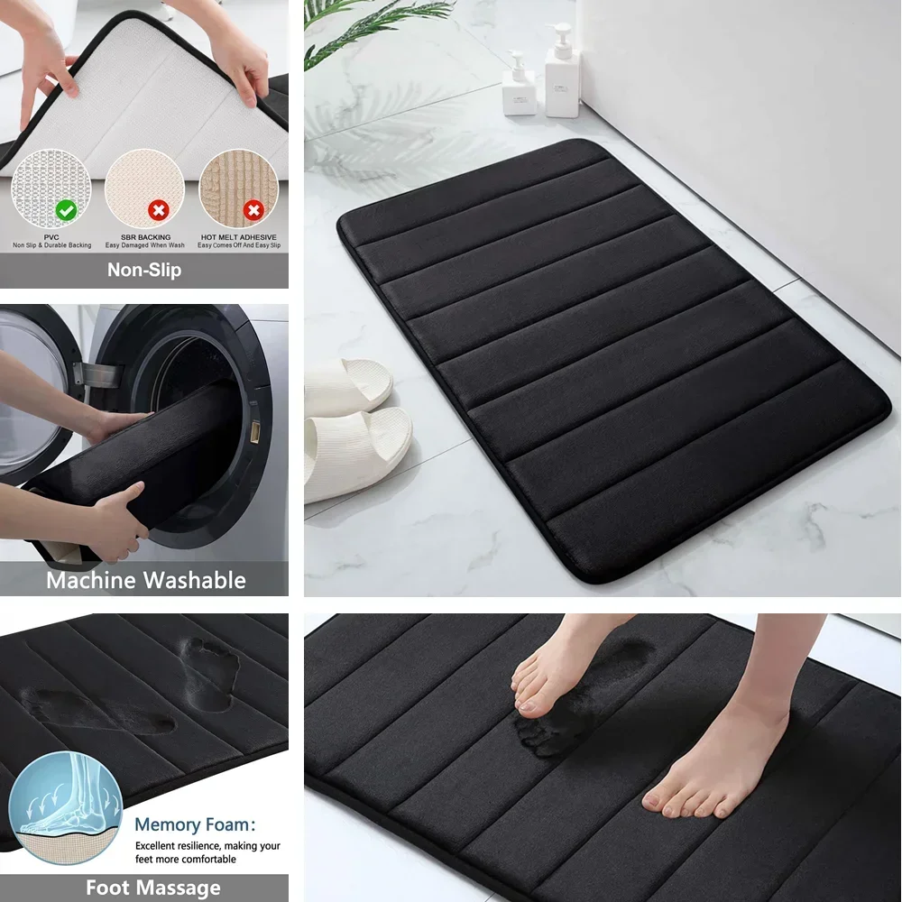 Bath Mats 3Pc Sets Non Slip Memory Foam Bathroom Soft Rugs Water Absorption Dry Fast Machine Washable For Home Floor floor mat bathroom floor mat bathroom mat absorbent bathroom mat bath mat anti slip mat toilet mat
