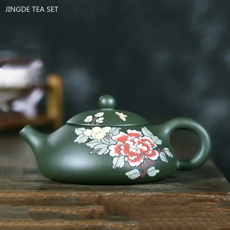 Chinese Yixing Purple Clay Tea Kettle Handmade Beauty Xishi Pot Raw Ore Green Mud Ball Hole Filter Teaware Zisha Tea Accessories