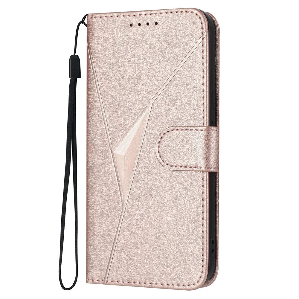 Leather Flip Wallet Phone Case with Card Slot & Book Strap