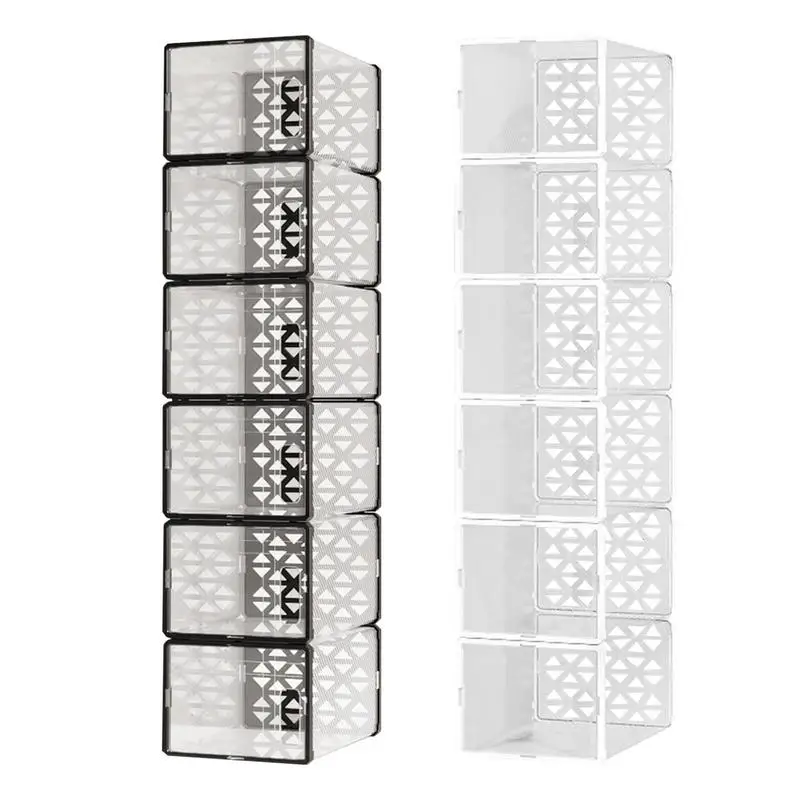 

Ventilated Shoes Box With Large Space Stackable Design Foldable Storage Shoes Box dust-free Organizer for Bedroom Study Office