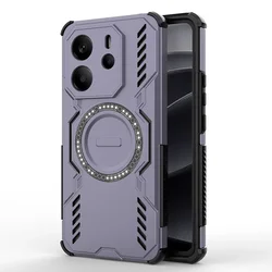 Shockproof Magnetic Phone Case with Heat Dissipation and Airbag Protection for RM Note 14 4G Global (Purple)
