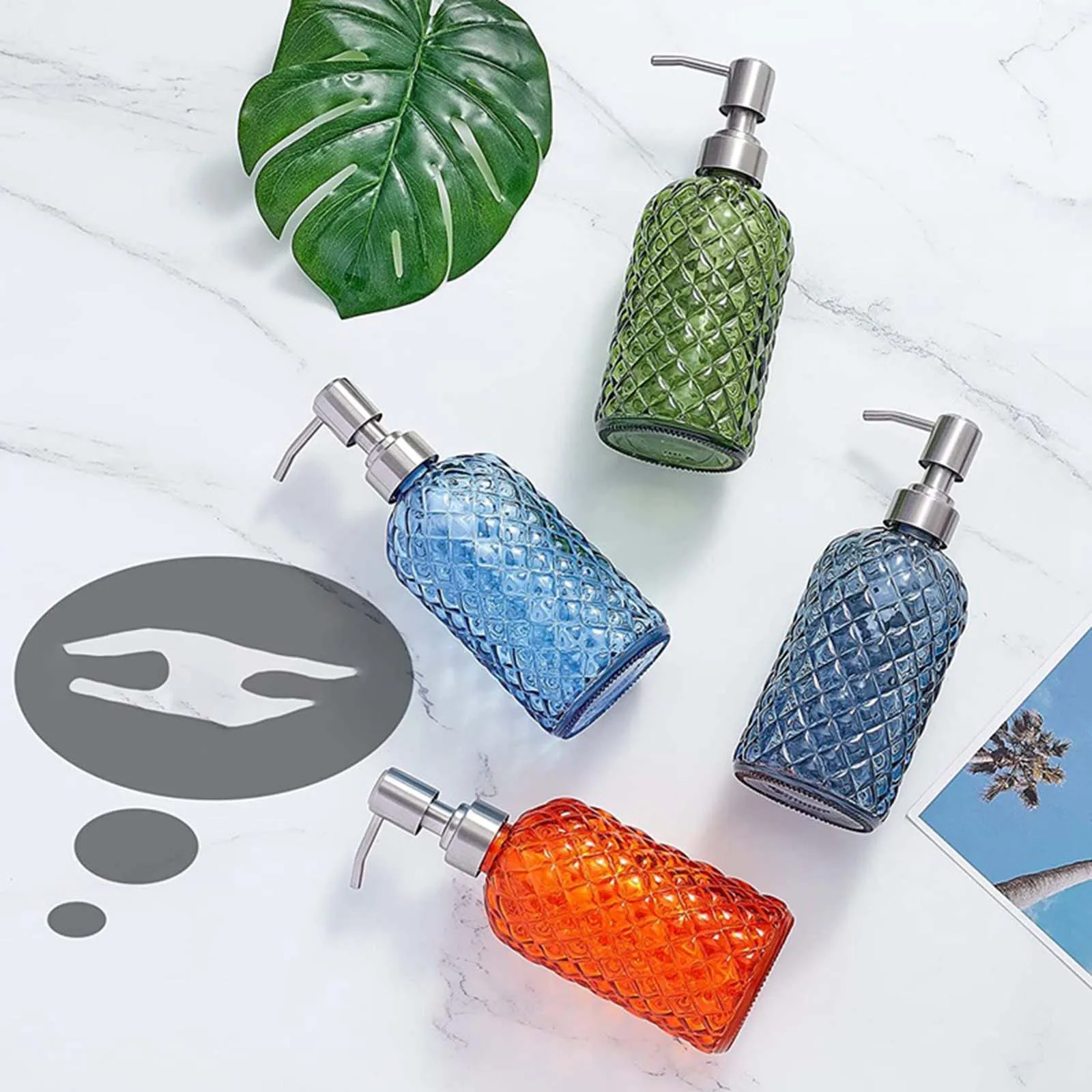 Glass Soap Dispenser Maual Liquid Soap Dispenser Bottle Refillable 304 Stainless Steel Pump Laundry Hotel Kitchen soap dispenser soap dispenser bottle