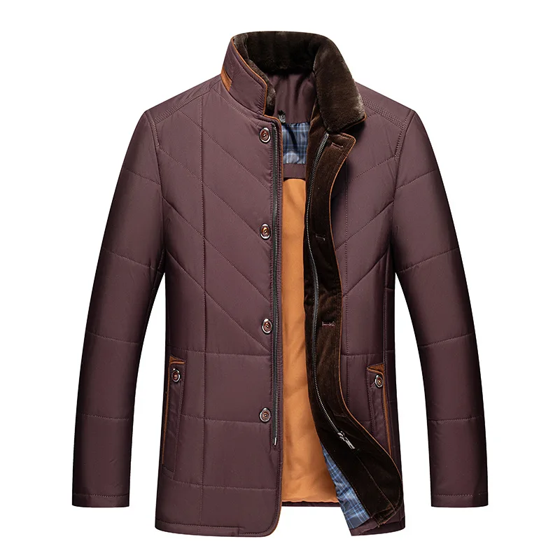 Winter Jackets for Men Brand Coat Middle-aged Men Business Short Parkas Solid Fur Collar Cotton Padded Jacket Keep Warm Fashion