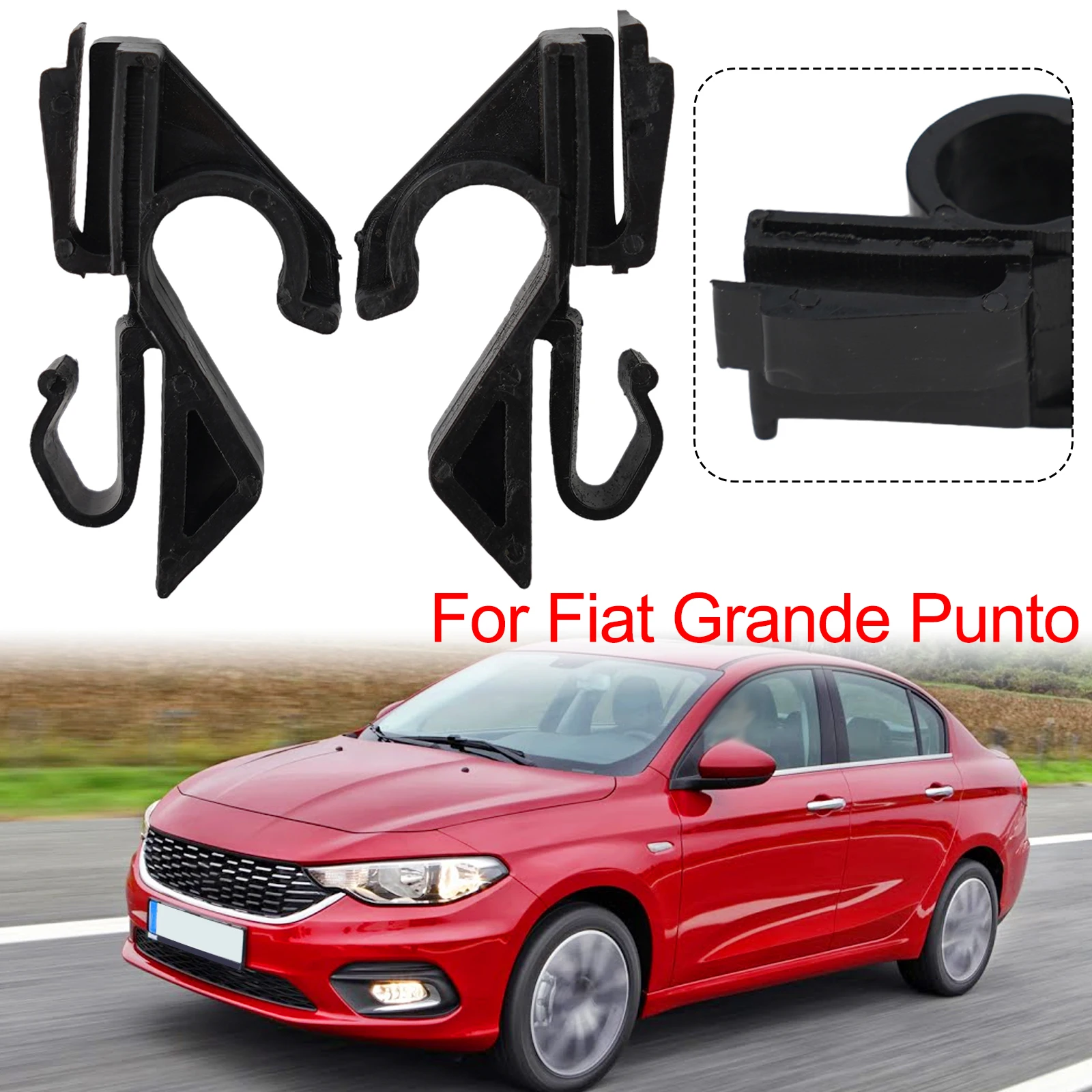 Paar hintere Hutablage-Clips, Sitzaufhänger, Kopfstützenhaken, Organizer, Halter, Klemmen, Befestigungselemente, passend für Fiat Grande Punto 2006–2016 – Detail 1