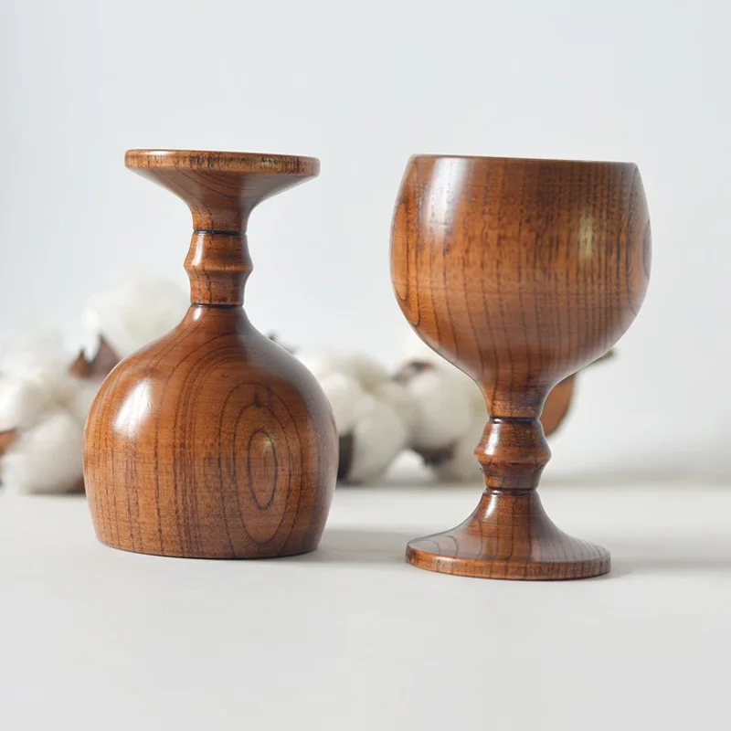 Glass Cup Natural Wooden Goblet Handmade Environmental Red Wine Glasses Round Coffee Milk Water Cup Home Kitchen Bar Drinkware Supply glass cup