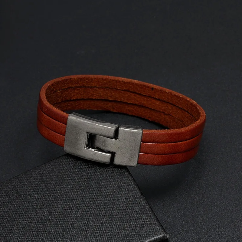 Leather Viking Bangle Bracelet for Men