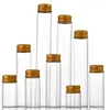 7/15/20/25/30ml Clear Glass Bottle With Aluminium Cap Travel Empty Refillable Bottles Gold Small Test Tube Candy Spices Storage 2